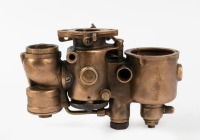 CARBURETTOR: An early solid brass carburettor, inlet width 1.5 inches, only marking 'G 3P'