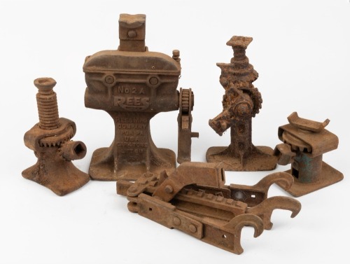 JACKS: A group of five jacks of varying sizes & styles