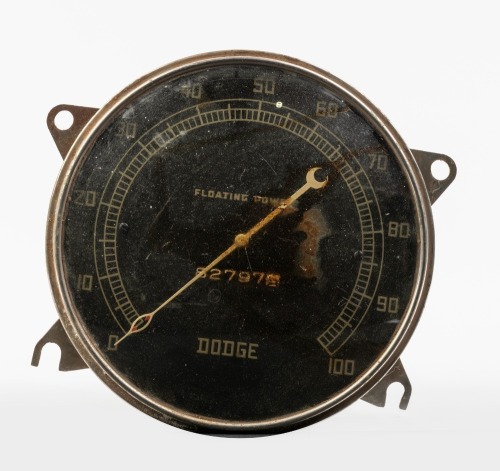 DODGE: A circa mid 1930s Dodge 'floating power' 100 MPH speedometer, lens diameter 15cm