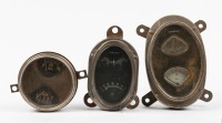 GAUGES: Three early large gauges, includes two ammeter gauges and one oil / gas gauge, unknown manufacturers for all