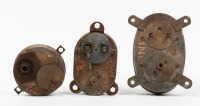 GAUGES: Three early large gauges, includes two ammeter gauges and one oil / gas gauge, unknown manufacturers for all - 2