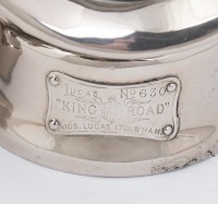 LUCAS TAIL LAMPS: Two impressive veteran era Lucas 'King of the Road' No. 632 paraffin side or tail lamps, re-nickelled 10-20 years ago & not been used on a vehicle, red side lens, 27cm high, 10cm diameter at base - 4