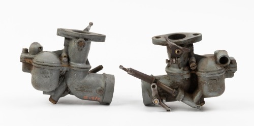 TILLOTSON: Two Tillotson (USA) carburettors, believed to be model X types, inlet width 1-3/16 inch, commonly used for Ford Model 'A'