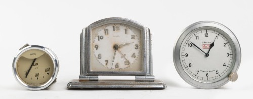 DASH CLOCKS / GAUGES: A group of three dash clocks & gauges