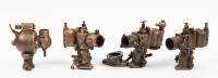 CARBURETTORS: A group of four solid brass carburettors all of unknown manufacturer
