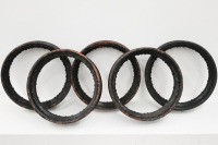 DELAGE: Five Delage wire wheel rims, 50cm diameter, 8cm wide, no spokes