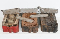 LANCIA: Three Lancia Lambda cylinder heads with a group of side (water) covers