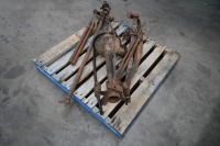 LANCIA: A pallet of assorted Lancia Lambda items, includes axle & differential, leaf springs with brackets, a tailshaft & two half shafts - 2