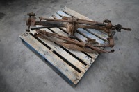 LANCIA: A pallet of assorted Lancia Lambda items, includes axle & differential, leaf springs with brackets, a tailshaft & two half shafts - 3