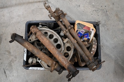 LANCIA: A tub of assorted Lancia Lambda brake shoes and front & rear brake cross shafts