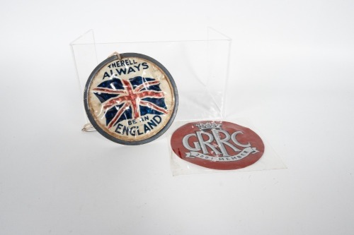 ENGLISH: Two English items, includes one 'There'll Always be an England' badge and a 2001 Goodwood Racing Circuit members adhesive sticker
