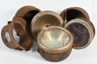 HEADLIGHTS: A tub of assorted mostly incomplete drum style headlights & parts