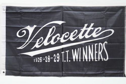VELOCETTE: A new Velocette 1926 - 28 - 29 T.T. Winners flag, 87cm high, 1.55m wide