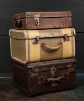 SUITCASES: Three vintage suitcases, the largest 21cm high, 41cm wide, 38cm deep