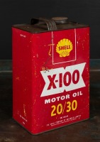 SHELL: A Shell X-100 one gallon oil tin