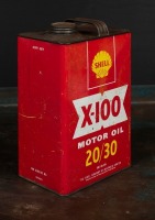 SHELL: A Shell X-100 one gallon oil tin - 2