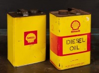 SHELL: Two Shell five litre oil tins