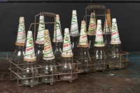 CASTROL: A Castrol 12-bottle twin oil bottle rack with bottles - 3