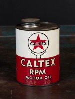 CALTEX: A Caltex RPM one quart oil tin SAE 30