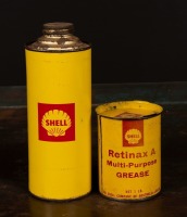 SHELL: Two Shell tins 1lb grease tin and heavy duty oil 1 quart tin