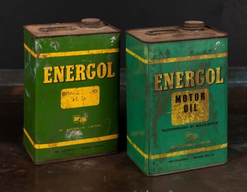 ENERGOL: Two circa 1950/60s Energol 1 gallon tins