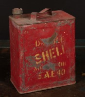 SHELL: A "Double Shell...S.A.E.40" 2-gallon tin with embossed sides