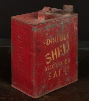 SHELL: A "Double Shell...S.A.E.40" 2-gallon tin with embossed sides - 2