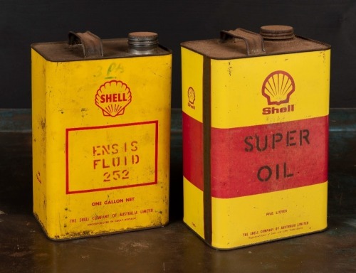 SHELL: Two Shell 5 litre oil tins
