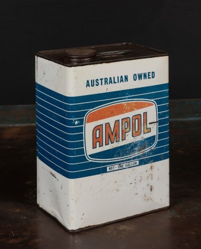 AMPOL: An AMPOL One gallon oil tin