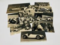 MERCEDES-BENZ: A collection of black and white photographs illustrating various Grand Prix and road cars from the 1920s-1950s, including the 'Silver Arrows', supercharged 500/540K and 300 SL - 3