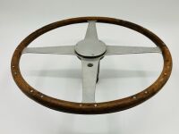STEERING WHEEL: An original 430mm four-spoke steering wheel, including splined boss, possibly from a Ferrari Tipo 500/625 racing car - 2