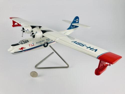 TAA CATALINA: A 1:50 scale (40cm long) wooden model, registration 'VH-SBV'.