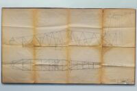 RW 3: A large 1958 dated blueprint diagram of the framework of a Rhein West Flug RW 3 aircraft, scale 1:5, diagram number 509.42, 82cm high, 146cm wide