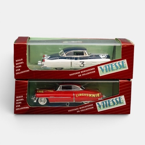 CADILLAC: A pair of 1:43 scale Vitesse models, a 1950 Cadillac type 62 Le Mans 1950 version, also a 1950 Cadillac type 62 coupe "Circus Knie"