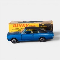 OPEL: A Dinky toys Opel Commodore model, finished in blue paintwork with a black vinyl roof, this model has the speedwheels, model number 179, made in England