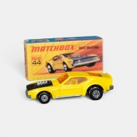 MUSTANG: A Matchbox Superfast Boss Mustang model, finished in yellow paintwork, model number 44, made in England