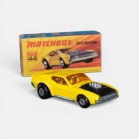 MUSTANG: A Matchbox Superfast Boss Mustang model, finished in yellow paintwork, model number 44, made in England - 2