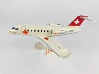 SWISS AIR AMBULANCE: A 1:80 scale (23cm long) 'Bombardier Challenger' plastic model, registration ' HB-JRA'