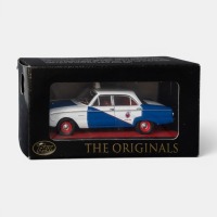 XK FALCON: A Trax 1:43 scale Ford XK Falcon sedan model, finished in white and blue paintwork with the Legion cabs livery, part of the Aussie taxi series of models, model number TR26F