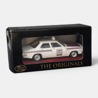 HQ BELMONT: A Trax 1:43 scale Holden HQ Belmont sedan model, finished in white paintwork with the ABC radio taxi co-op livery, part of the Aussie taxi series of models, model number TR17J - 5