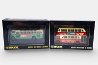 AEC DAIMLER: A pair of Trux 1:76 scale bus models, a 1949 AEC Regent 111 double decker bus and a 1953 Daimler CV single deck bus, model numbers TX6C & TX1B
