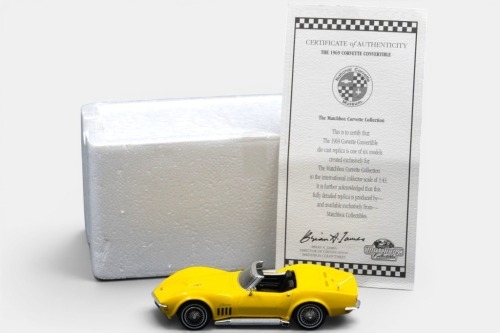 CORVETTE: A Matchbox collectibles model, of a 1969 Chevrolet Corvette convertible, finished in yellow paintwork, model number CCV01-M