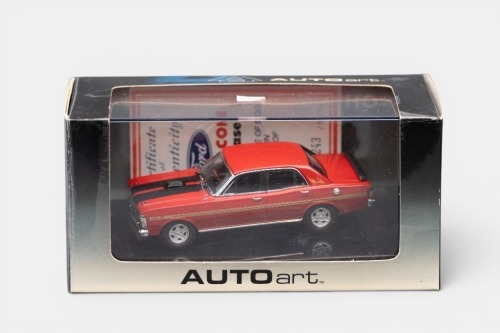FORD: A 1:43 scale model by Autoart of the Ford XY Falcon GTHO Phase 3 in Track Red, limited edition 2243/5000, complete certificate of authenticity and original packaging.