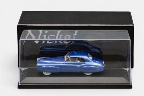 DELAHAYE: A Nickel 1:43 scale 1950 Delahaye 135M Coach Ghia-Aigle (Nickel 005) in metal blue paintwork, limited edition of 250 units, in original box