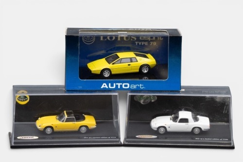 LOTUS: Three Lotus 1:43 scale models in original packaging