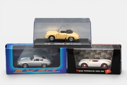 PORSCHE: Three Porsche 1:43 scale models in original packaging
