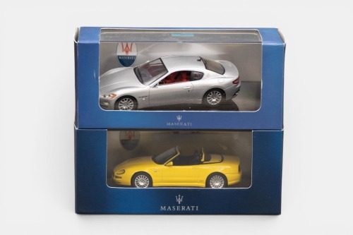 MASERATI: Two IXO Models 1:43 scale official Maserati product models in original boxes