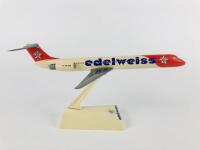 EDELWEISS MD80: 1:200 scale (23cm long) plastic model, registration "HB-IKM' - 2