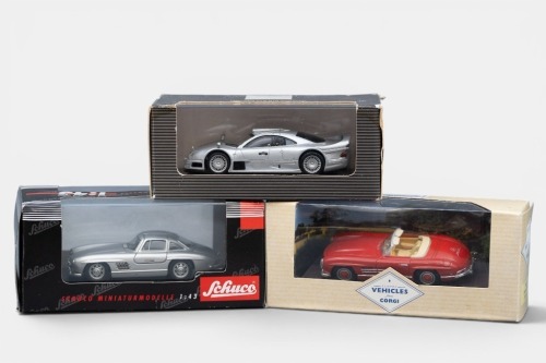 MERCEDES: Three Mercedes-Benz 1:43 scale models in original boxes