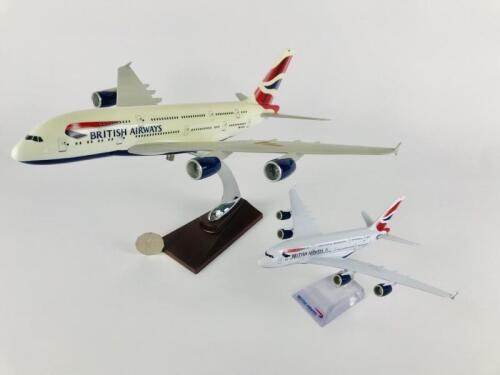 BRITISH AIRWAYS AIRBUS A380: 2 models (longest 38cm): A 1:200 scale resin, registration 'G-XLEA' and A 1:500 scale metal model, registration 'G-XLEA'